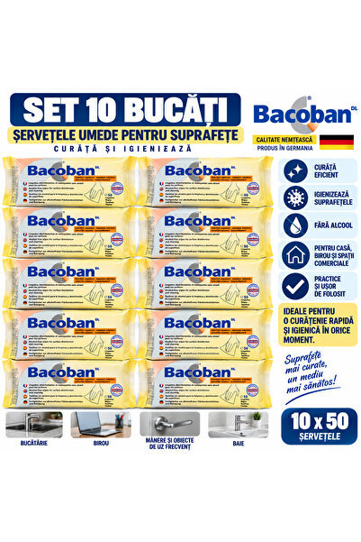 Generic Brand Σετ 10 x Υγρά Μαντηλάκια Bacoban DL για Επιφάνειες – Καθαρίζει ...