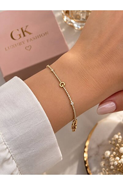 GK LUXURY & FASHION Letter Design Stone Elegant Bracelet 316L Stainless Steel...