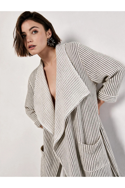 su koleksiyon tekstil Tri̇ko Knitted Bohemian Loose Cardigan