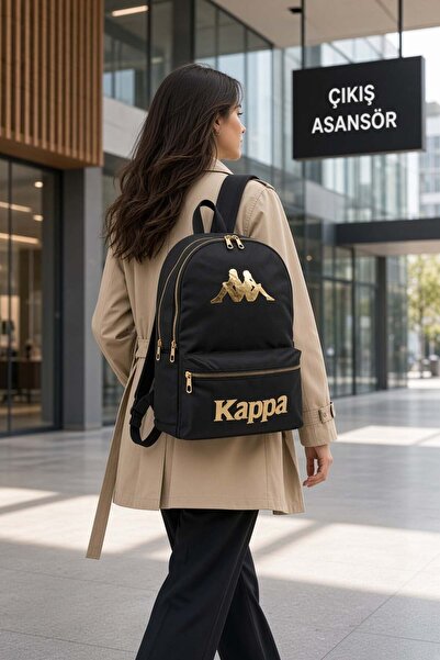 Kappa Siyah Sırt Çantası Günlük Kullanım İçin Şehir Çantası 43x30x13 cm
