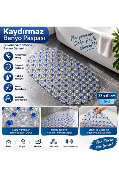 ASG Anti-Slip Bath Mat with Suction Cups for Use in the Bathtub, Shower, and ...