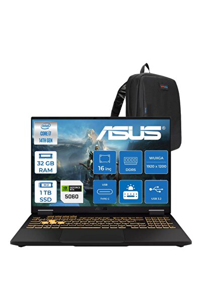 ASUS Tuf Gaming F16 FX608JMI Intel Core I7 14650HX 32GB 1TB SSD RTX5060 16" D...