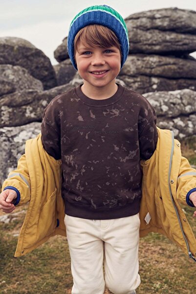 Fulla Moda Patterned Text Printed Crew Neck Boys' Sweatshirt