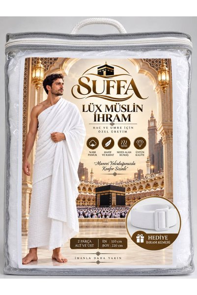 Suffa Ihram de lux din muselină – 100% bumbac + centură ihram cadou