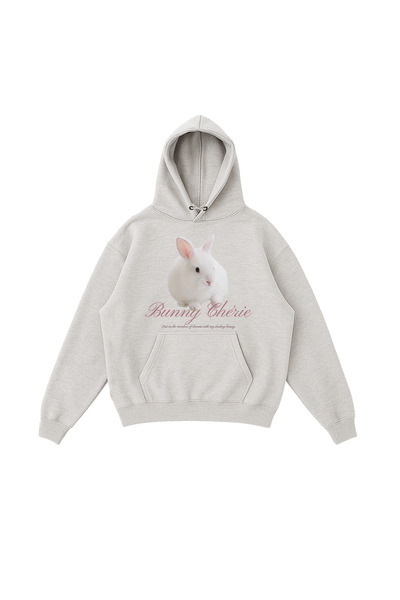 WHITE OF CREATIVE Kadın Bunnies Tavşan Baskılı Oversize Hoodie 3 İplik Kapüşo...