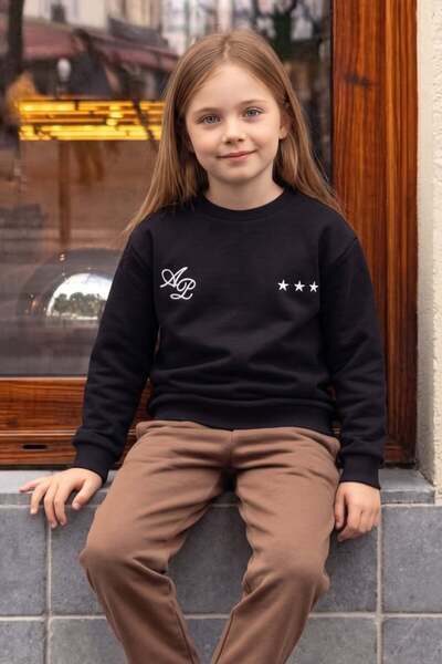 Fulla Moda 3 Thread Star Printed Crew Neck Unisex Kids Sweatshirt