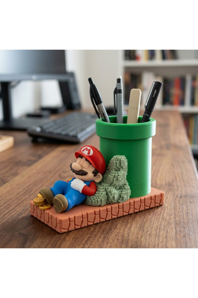 plicolayer Mario Themed Pen Holder Desktop Organizer Decorative Stationery Or...