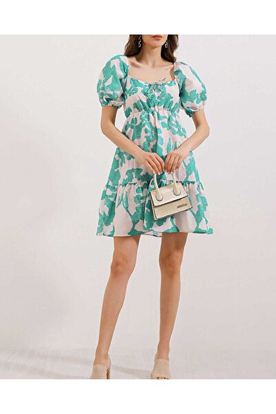 Modamorfo 2351 Flared Poplin Dress - D. Mint