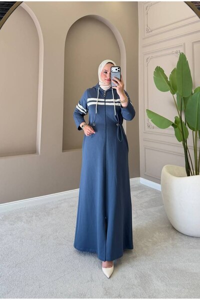 moda4b معطف نسائي طويل بغطاء للرأس - معطف بخصر قابل للتعديل بتفاصيل مفصلة وسح...