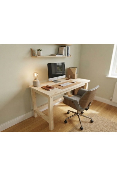 Has AKS orman Natural Ahşap Ladin MODERN Çalışma Masası (120X60)