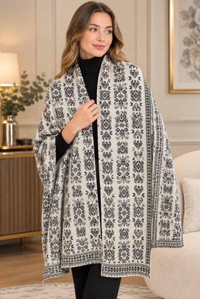 BALİS PİJAMA Women's Winter Shawl Scarf Patterned Warm Knitted Scarf Daily Us...