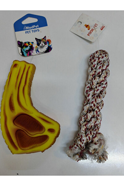 Generic Brand Dog Toy Steak and Knitted Dental Floss 2-Pack Deal