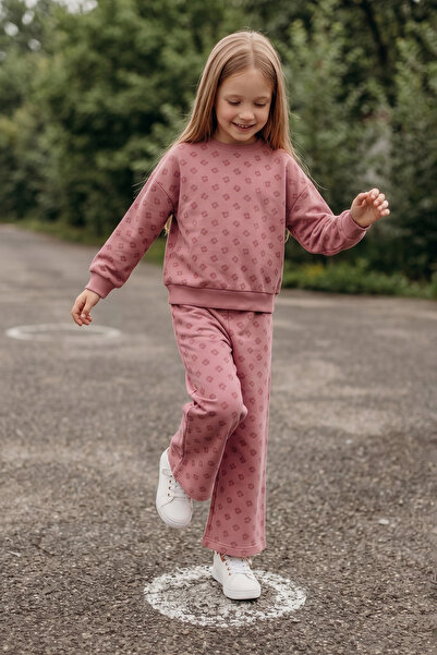 Fulla Moda Cherry Printed Crew Neck Girls' 2-Piece Set
