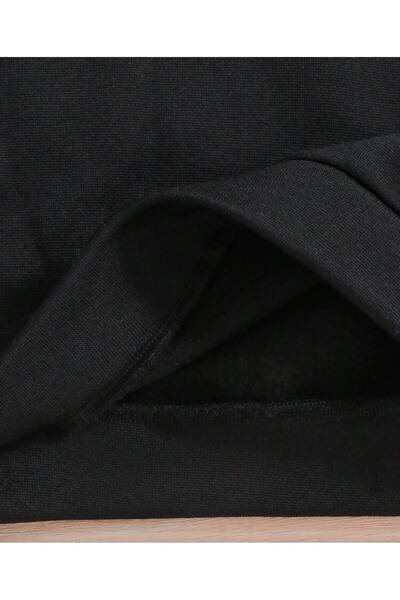 trendyears Kız Çocuk Siyah Kapşonlu Minik Kurdele Baskılı Şardonlu Sweatshirt