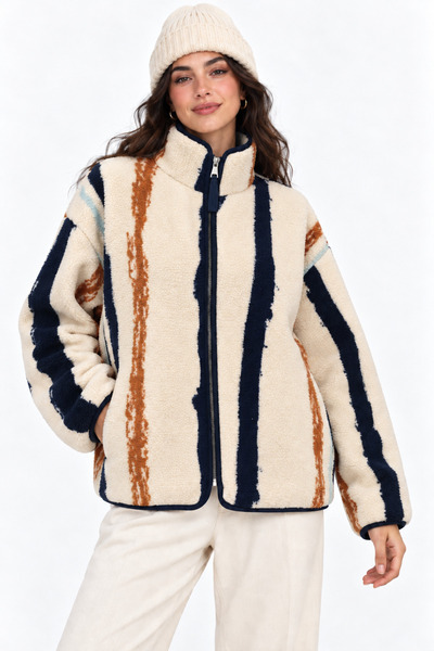 Mixray 4981 Kadın Fırça Efektli Cepli Yumuşak Dokulu Polar Sweatshirt
