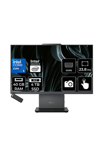 LENOVO ThinkCentre Neo 50A Gen 5 Intel Core 5 210H 40GB RAM 4TB SSD 23.8" FHD 99% sRGB Touch FreeDOS 12SC004XTRP325 Luna Grey All In One Bilgisayar + PER4 USB Bellek