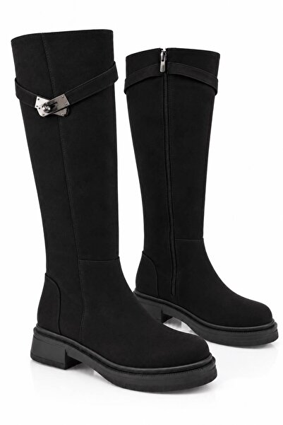 AYS SHOES Γυναικείες αδιάβροχες μπότες από μαλακό δέρμα με λεπτομέρεια αγκράφ...