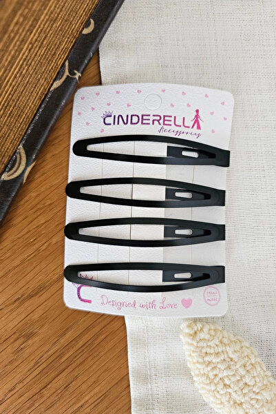 Cinderella 4'lü Siyah Oval Damla Model Büyük Metal Çıt Çıt Toka Seti 7cm - Sı...
