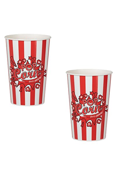 OEM Pahare Rosii cu Dungi pentru Pop Corn 960ml - 2buc - Recipiente Carton, P...