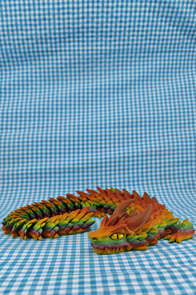 MaviKozalak3D 60 cm Renk Değiştiren Ejderha Figürü – Hareketli Eklemli 3D Bas...