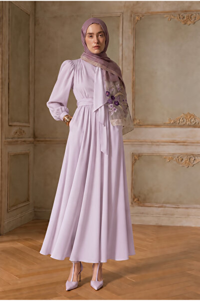ARMANDA Silk Sakura Pattern Shawl - Dark Purple
