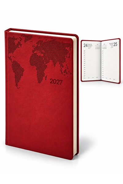 nesnelgift 2027 - 15X22 World Patterned Thermo Leather Dated Agenda - 378