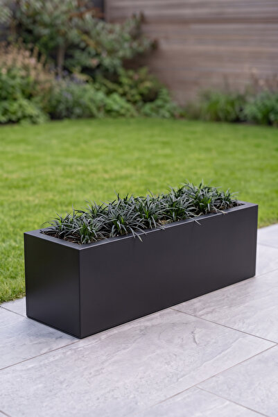 Desen Dekorasyon Zenith 97x25x30 cm Yatay Dikdörtgen Siyah Saksılık - İç & Dı...