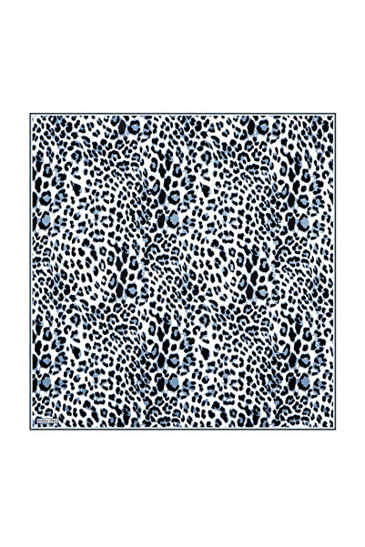 Bursa İpek Indigo Leopard Pattern Silk Handkerchief