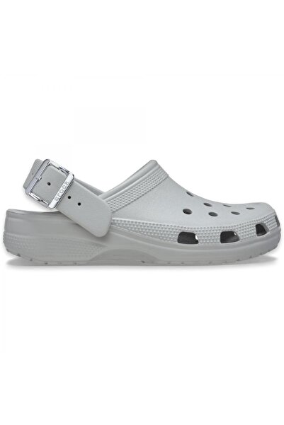 Crocs 213543 Classic Metallic Buckle Clog Gray Unisex Slippers
