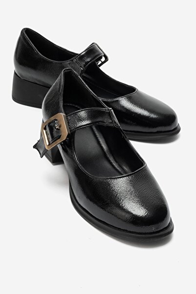 LuviShoes SLADE Siyah Kırışık Rugan Kadın Günlük Ayakkabı
