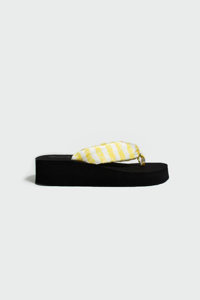 AlessaModa Shop Women's platform heel 4.5cm slippers - no pain, chiffon fabric, thong style