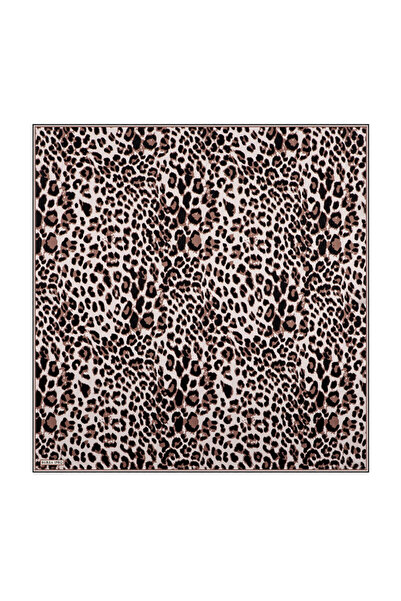 Bursa İpek Chestnut Leopard Pattern Silk Handkerchief