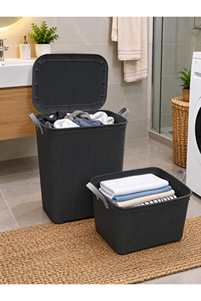 Citim Stil Set Kirli Çamaşır Sepeti 40 Litre 48x34,5x40 cm ve Selesi 20 Litre...