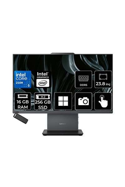LENOVO ThinkCentre Neo 50A Gen 5 Intel Core 5 210H 16GB RAM 256GB SSD 23.8" FHD 99% sRGB Touch Win11 Pro 12SC004XTRP406 Luna Grey All In One Bilgisayar + PER4 USB Bellek