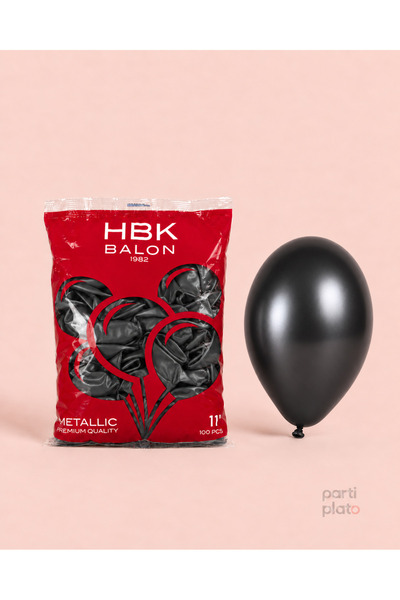 HBK Balon بالونات HBK معدنية سوداء مقاس 11 بوصة، 100 قطعة، بالونات لامعة سودا...