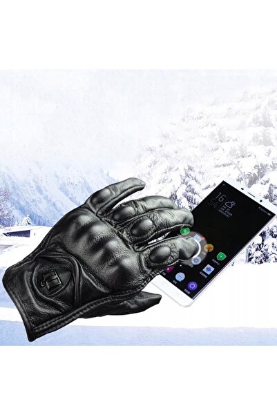 Icon Mănuși de piele negre, de siguranță, touchscreen