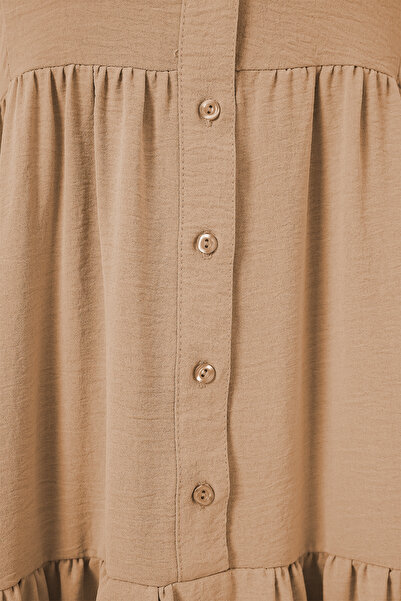 Modamorfo Women's Tan Black Viscose Hijab Dress 2423