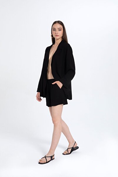 İpekçi Otantik Linen Blend Flowy Slim Women's Jacket