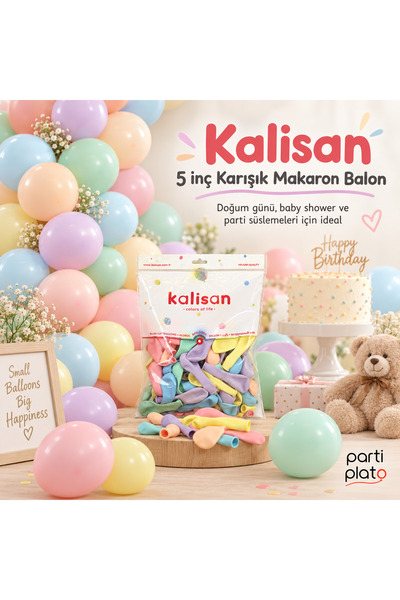 Kalisan 5 Inch Macaron Mixed Color Latex Balloons 100 Pack – 12.7 cm Mini Pas...
