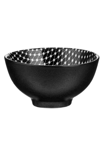 OEM Bol din Portelan Rotund Negru cu Model Buline pentru Alune - Sosuri 130ml