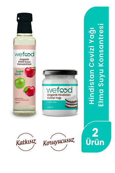 Wefood Organik Hindistan Cevizi Yağı 150 ml + Organik Elma Suyu Konsantresi 3...