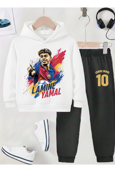 STİL-X Lamine Yamal Printed Boys' Tracksuit, 3-Thread Shardoon Fabric