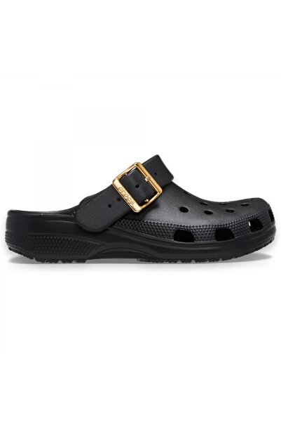Crocs 213543 Classic Metallic Buckle Clog Black Unisex Slippers