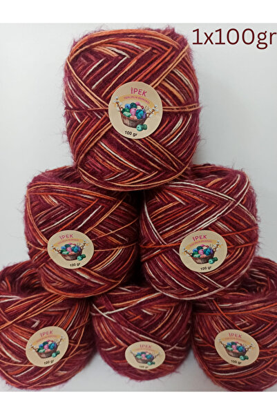 İPEK YÜN İPLİK DÜNYASI Angora Örgü İpi (Bordo) Batik İp Karışım 100gr