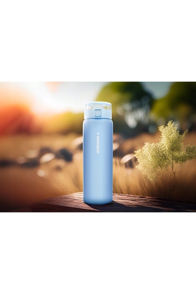 Wessper Sticlă cu filtru ActiveMax din sticlă 0.68l albastră + 1x Filtru de apă
