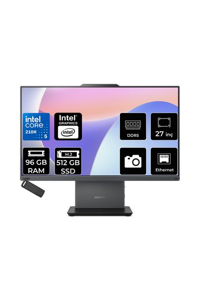 LENOVO ThinkCentre Neo 50A Gen 5 Intel Core 5 210H 96GB RAM 512GB SSD 27" FHD 99% sRGB 300nits FreeDOS 12SA0026TRP342 Luna Grey All In One Bilgisayar + PER4 USB Bellek