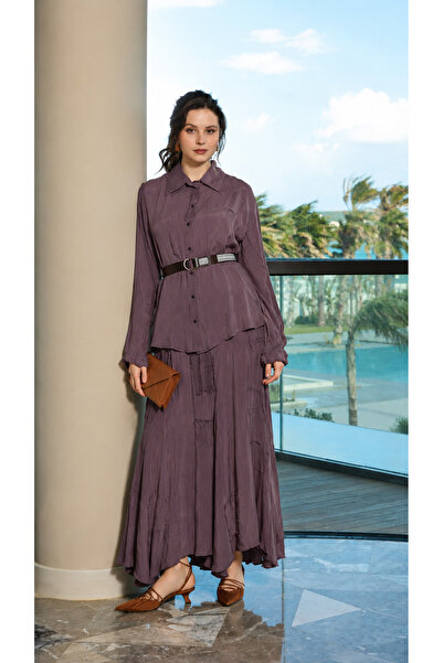 MissWhence Elegant Textured Shirt and Skirt Se