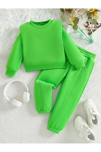 Machetta Çocuk Volan Omuz Detaylı Sweatshirt Eşofman Altı 2’li Takım