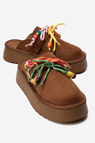 Zeynep Sıradağlı Denise Women's Faux Leather Slippers Tan Suede