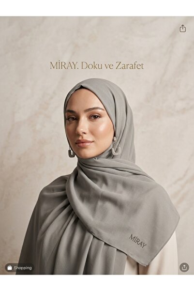 MİRAY Gri İpek Dokulu Klasik & Modern Tesettür Eşarp